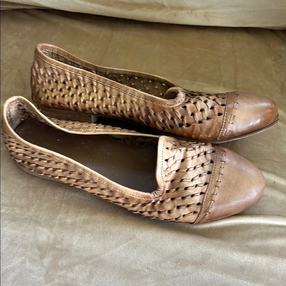 Leather Woven Flats